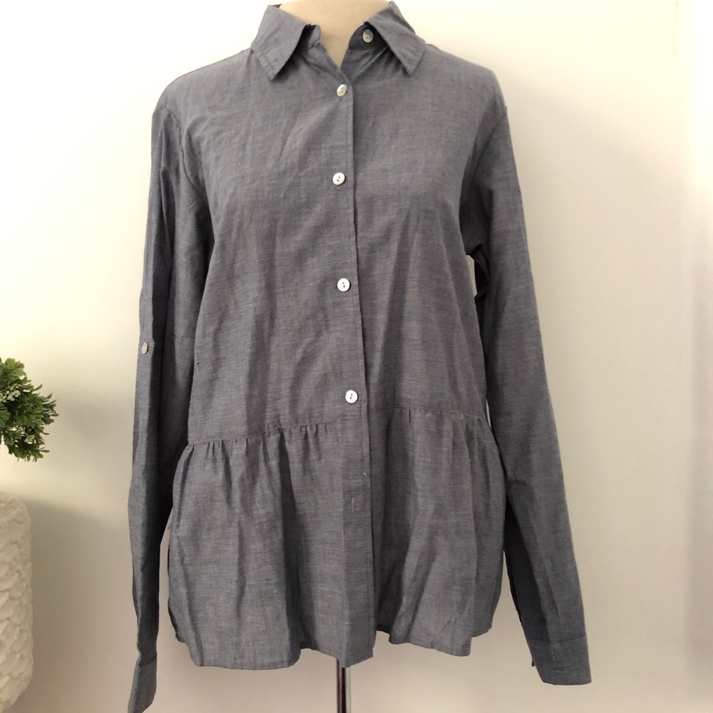 Hanna G long sleeve Chambray button down blouse